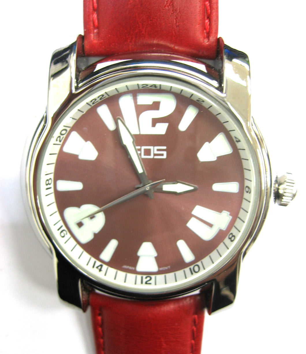 EOS New York Mens Large Gatsby Watch in Cherry Red