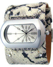 EOS New York Women's Wide Band Cuff Python Print Watch in Cream