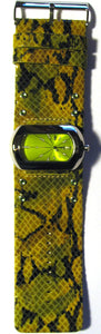 EOS New York Women's Wide Band Cuff Python Print Watch in Green